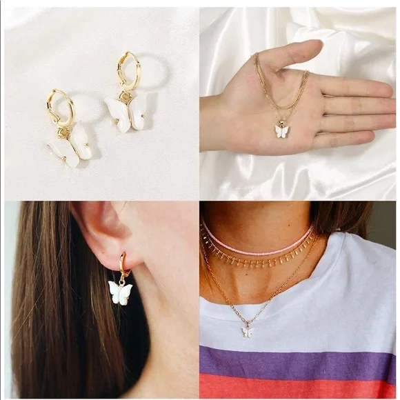 Necklace and earring set, butterfly - Picture 12 of 14